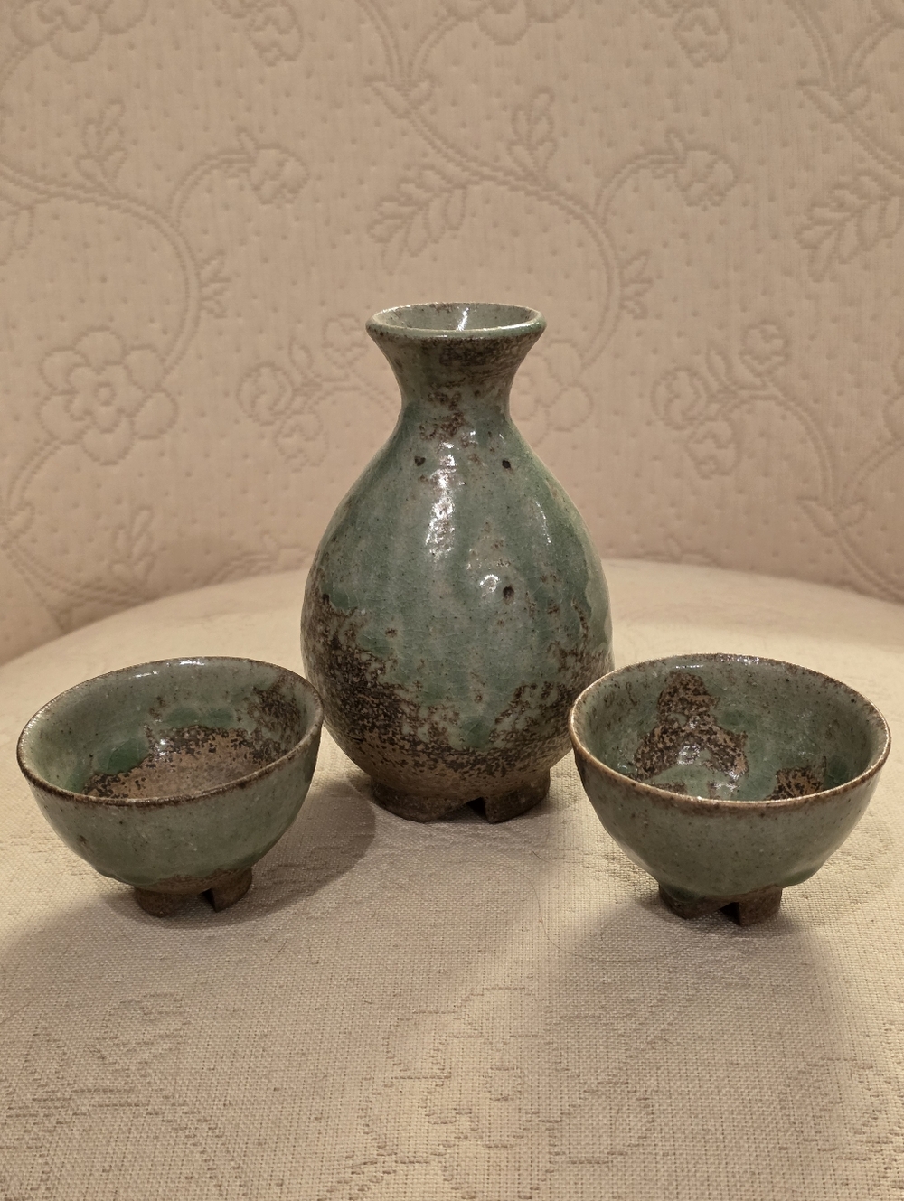 Handmade Ceramic Sake Set in Seafoam Green Glaze